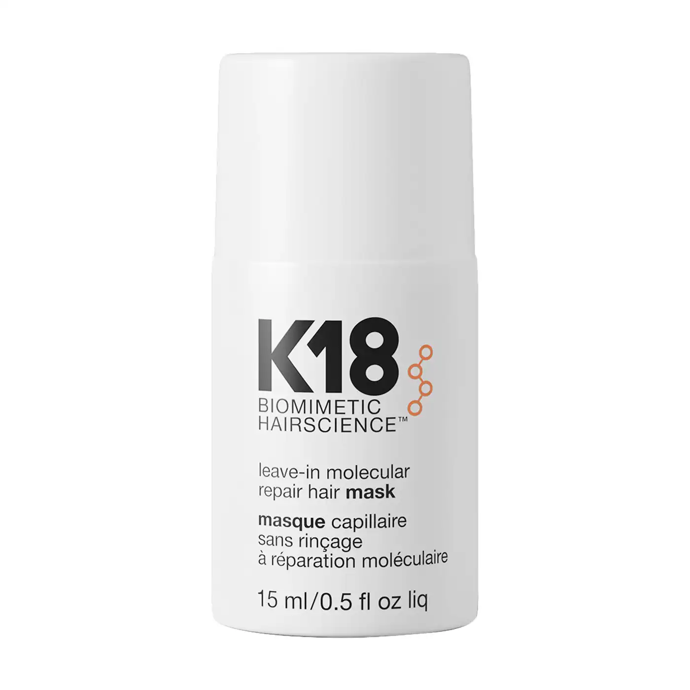 K18 Biomimetic Hairscience Mini mascarilla capilar reparadora molecular sin enjuague.