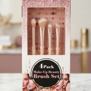 Set de Brochas de Maquillaje 4 Piezas – Precisión y Acabado Profesional.