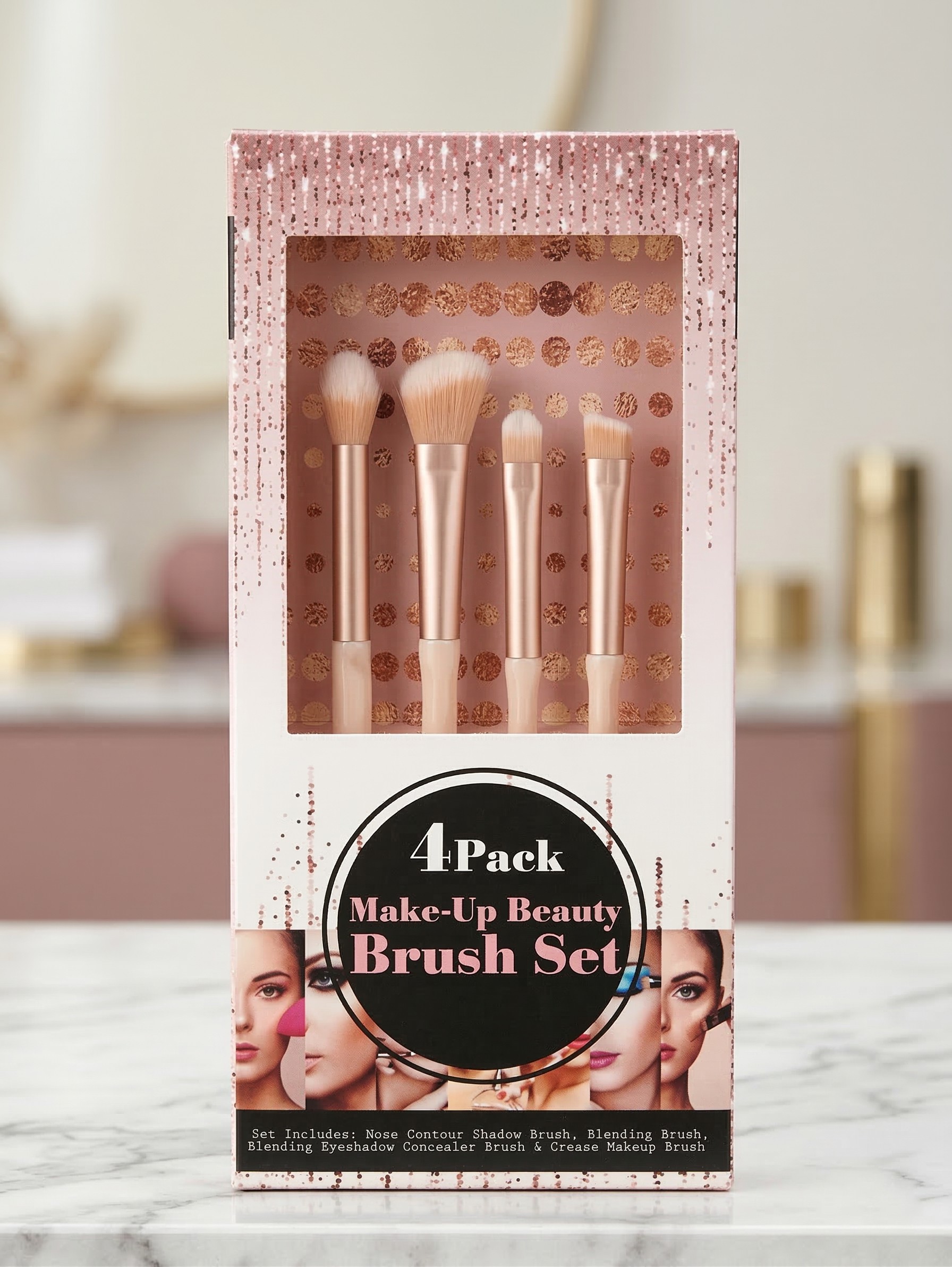 Set de Brochas de Maquillaje 4 Piezas – Precisión y Acabado Profesional.