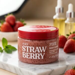 Strawberry Pink Body Scrub – Exfoliación Dulce para una Piel Radiante.