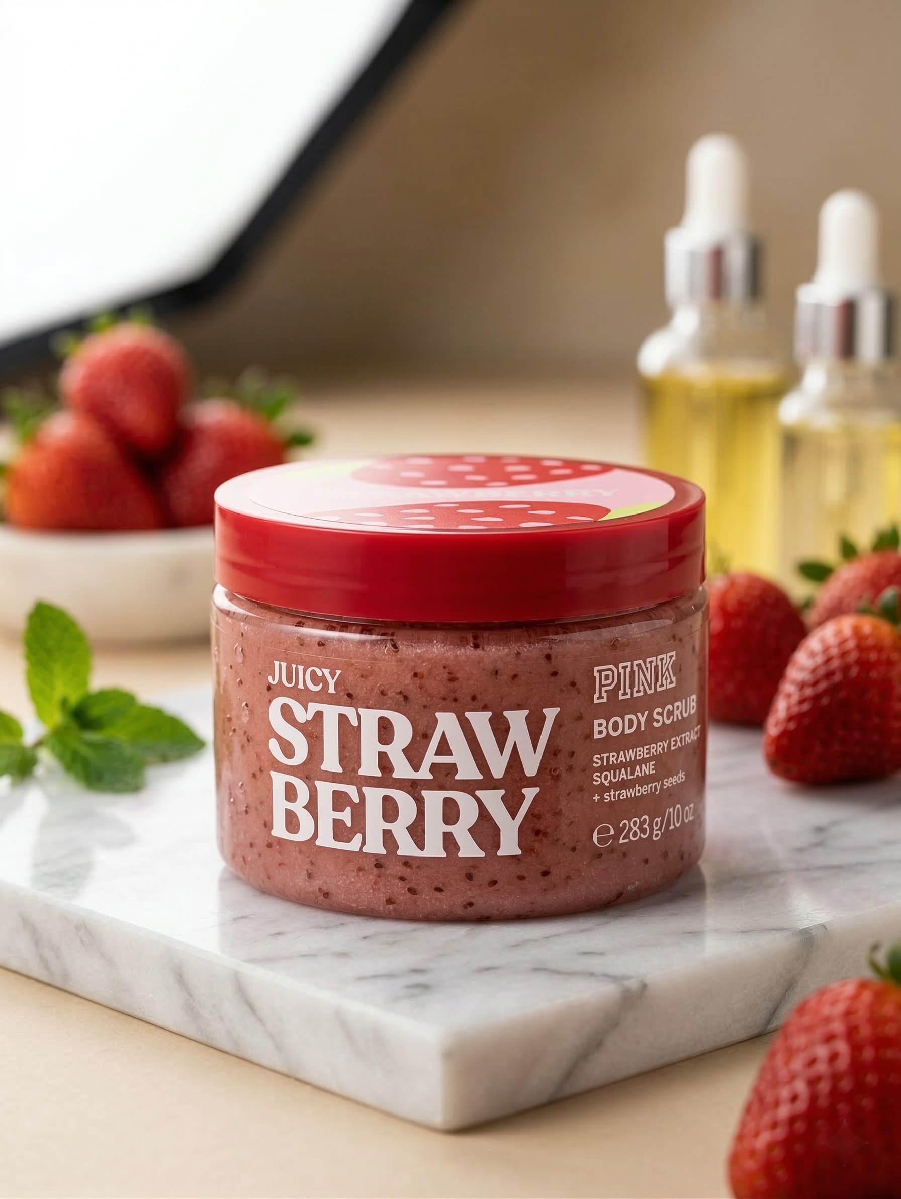 Strawberry Pink Body Scrub – Exfoliación Dulce para una Piel Radiante.